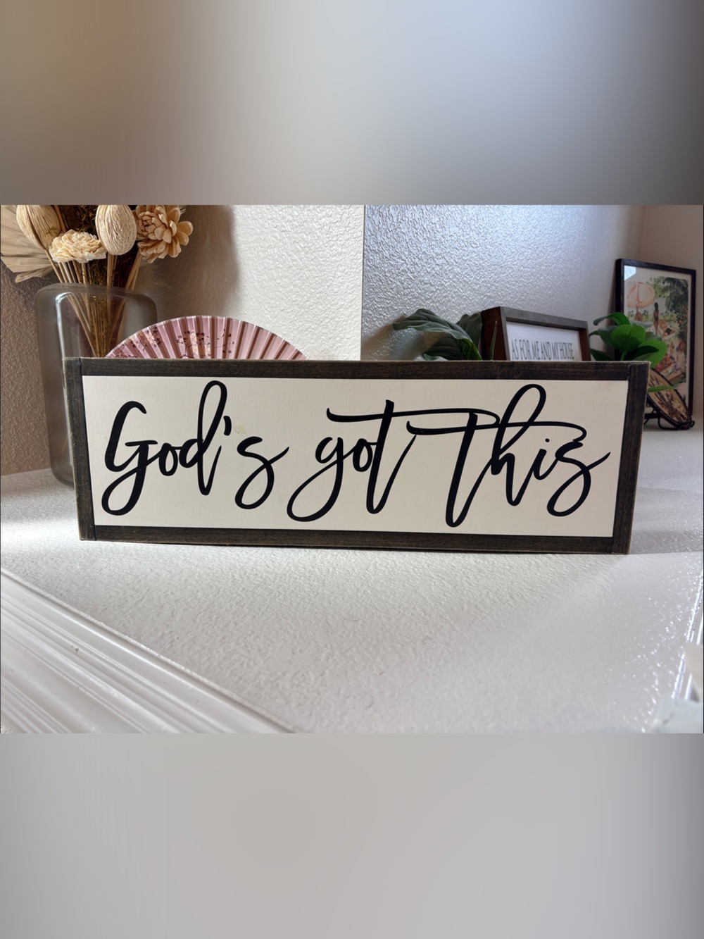 Decorative 'God's Got This' Wood Wall Sign - Black on Cream